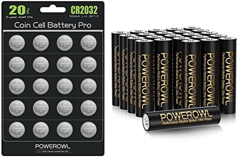 PowerOwl Alcalina AAA Baterias 24 contagem e bateria CR2032 20 PCs