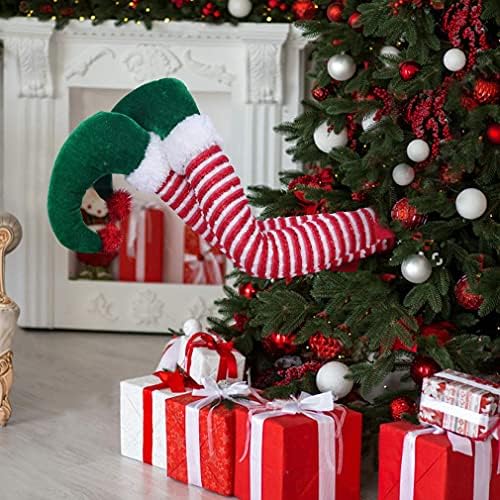 Waenec 20 Legs elfos para a árvore de Natal Pernas de pelúcia presa Decorações do topper Tree Topper Pernas de elfo de Natal