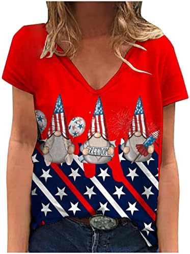 American Flag Tir camiseta para mulheres v pesco