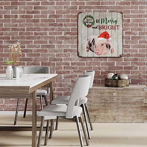 Que seus dias sejam alegres e brilhantes placas de metal vintage placa placa de metal placa placa decorativa de parede signo para casa de Natal derramado decoração de casa decoração de casa 15x15 polegadas