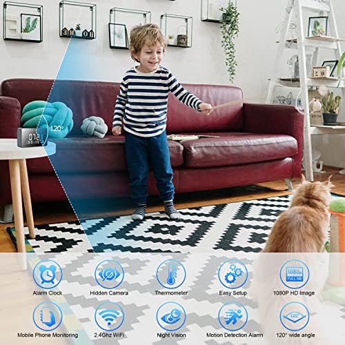 Relógio de câmera escondido Jowows, câmera de espionagem sem fio 1080p com visão noturna, detecção de movimento e monitoramento remoto ideal para segurança doméstica/escritório, câmera de babá, monitor de cachorro/bebê