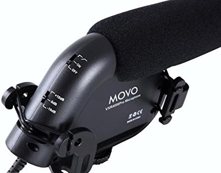 MOVO VXR4000-PRO Microfone de condensador de vídeo para câmeras de vídeo DSLR com montagem em suspensão, filtro de passes de alta