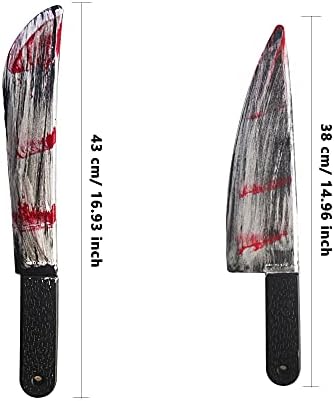 Trounistro 4 embalagem Halloween faca de cuteira sangrenta faca plástico faca de açougueiro sangrento propagancos de faca manchados
