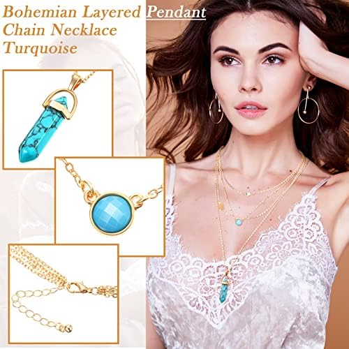 CHENGU 14 PCS jóias ocidentais para mulheres Boho Turquoise Rings Jewelry Set