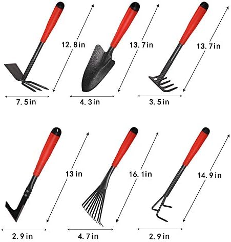 Flora Guard de 6 peças conjuntos de ferramentas de jardim e ferramenta de ervas daninhas de 3,3 pés