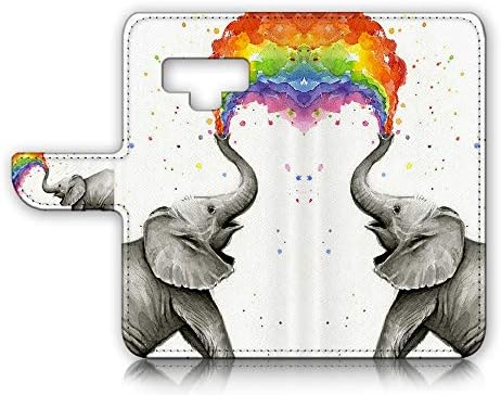 Capa de carteira flip e pacote de protetor de tela - elefante A3957 Rainbow