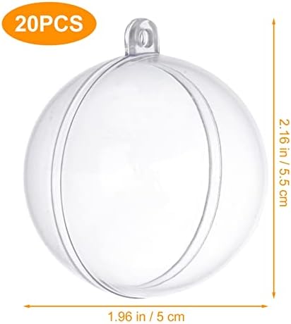 20pcs Christmas Ball transparente Bola de 50 mm de ornamentos de preenchimento de plástico para a árvore de Natal Tree Diy Crafting Holida de casamento Decoração de casa Supplies de festa