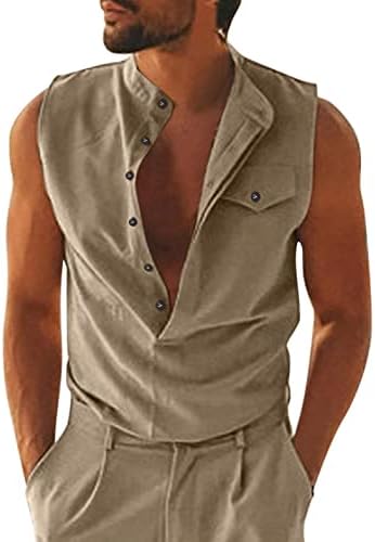 Xxbr henley camisas sem mangas para homens, abotoar tanques soltos tanques de tanques de tanques de praia de praia tanques de conforto de colete casual