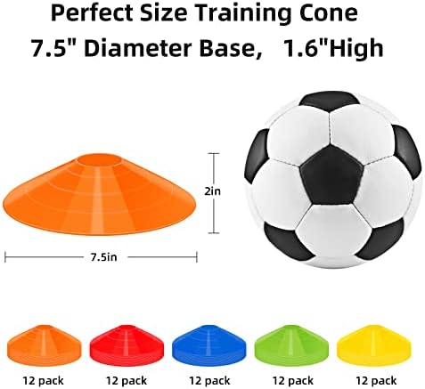 60 pacote, cones de futebol agilidade com bolsa de transporte e suporte para treinamento, cones esportivos, cones esportivos de disco,