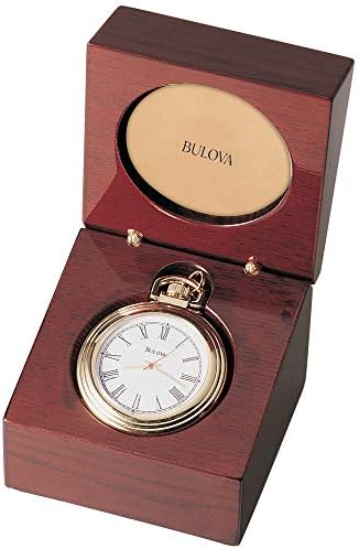 Relógio de bolso Bulova B2662 Ashton, acabamento em tons de ouro/caixa de mancha de mogno
