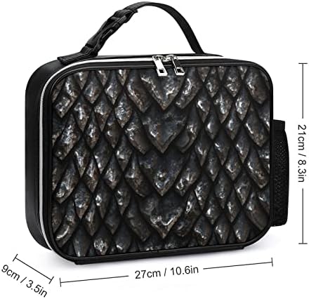 Metal Dragon Scale Leather Lunch Tote Bag Pack reutilizável com alça de dobra para viagens de piquenique para escritório