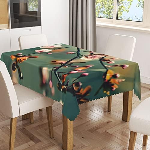 Tocada de mesa da natureza, 60x120 polegadas, toalhas de mesa de estampa resistentes a robustas à prova d'água, para reuniões de cozinha familiar para jantar de jantar de decoração de mesa para mesas de 8 pés, floresta verde pálido rosa