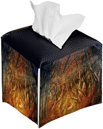 Pzuqiu Burning Tree Tissue Box Capa Decorativa Pu Tecide Box Solter com armazenamento para banheiros carros de escritório