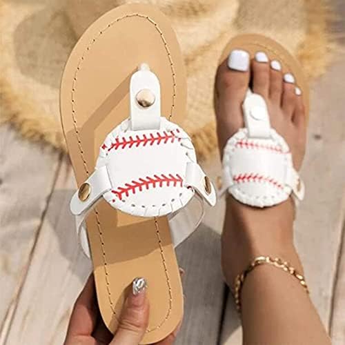 Chinelos para mulheres, sandálias de beisebol de moda feminina chinelos planos de sapatos de pé confortável