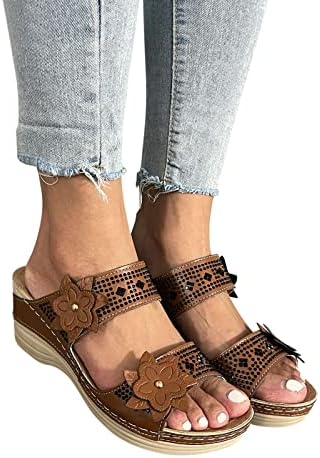 Sandálias para mulheres sandálias casuais com sandálias de couro de dedo do dedo do dedo do pé com arco de suporte para chinelos