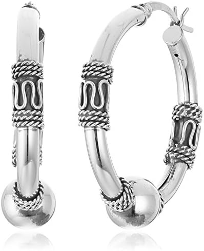 Collection 925 Sterling Silver 29mm Brincos de argolas balinesas para mulheres