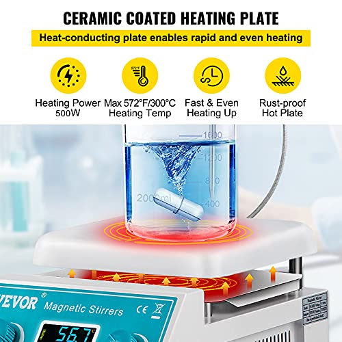 VEVOR PLACA DE HONTAÇÃO DO REVISÃO MAGNÉTICO, CAPACIDADE DE ASSIMENTO DE 2000ML MAX MAX 572 ° F AQUECIMENTO DE PLATE MAGNÉTICO