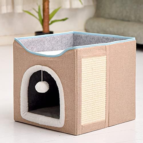Casa de gatos, design de bola de pelúcia, a cama de gato quente fechada respirável para o verão para o inverno