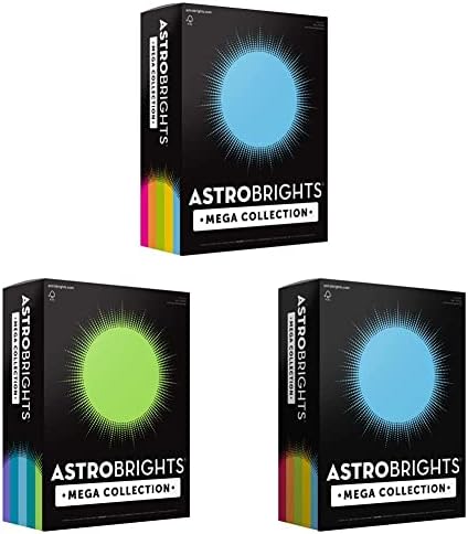 Astrobrights Mega coleção, papel colorido, sortimento de 5 cores brilhante, 625 folhas, 24 lb/89 gsm, 8,5 x 11 -