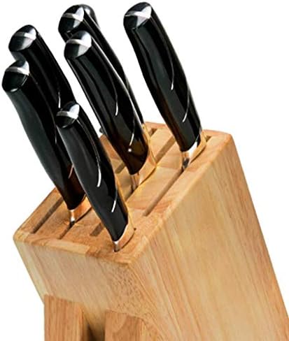 Bloco de faca de madeira de bambu CuJux sem facas, porta -faca do açougueiro e organizador com slots largos para fácil armazenamento de faca de cozinha