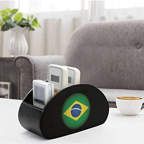 Bandeira do futebol brasileiro Modern Remote Control titular com 5 compartimentos PU Couro Muti-Funcional Organizador Organizador