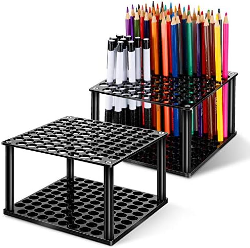 Outus 2 conjuntos 96 orifícios de escova de lápis de acrílico portador de caneta de caneta organizadora de suporte para