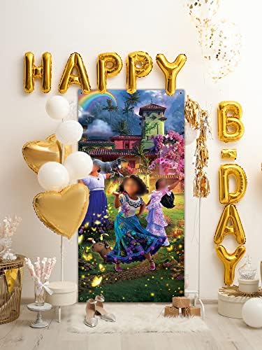 3x6ft Magic Movie Girls Birthday Door Banner House Magical House Princesa Party Porch Decoração Glitter Princess Rainbow Butterfly Butterfly Butterfly for Kids Birthday Party Decoration Supplies