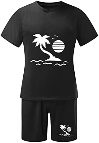 BMISEGM MEN Ternos Slim Fit Men Roupet Summer Roupet Beach Manga curta Camisa impressa Camisa Camisa de calça de calça com bolsos