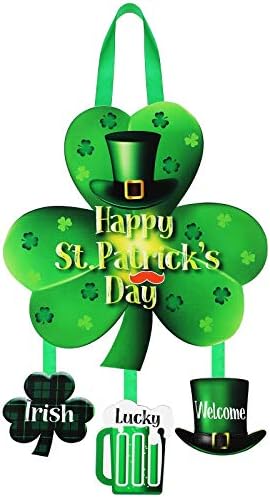 Jetec St Patrick's Patrick Door Sinal Shamrock Clover Wall Wooden Sign Irish pendurado Board Welcome Board SHAMROCK SHANE PORTA