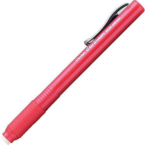 A borracha retrátil Pentel Clic, recarregável, barril vermelho