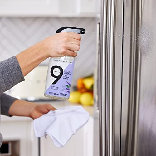 9 Elementos Todo o limpador de propósito, cozinha, piso e limpador de banheiro, spray de vinagre de limpeza multi superfície de lavanda,