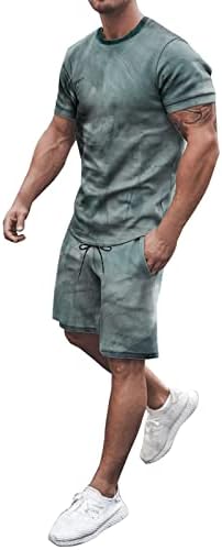 Mens Sport Suits 2 Peças Conjunto de impressão gráfica de moda de verão Camisa de pescoço redonda de manga curta e shorts definidos