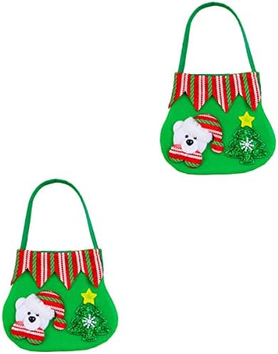 2pcs tecidos ondulados de Natal Bolsas de doces brancos Presente de urso tratar de guloseima saco de presente de estoque de estoques