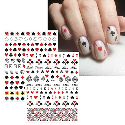 Jmeowio 8 folhas de poker adesivos de arte decalques auto-adesivos pegatinas uñas preto suprimentos de unhas de unhas de designs