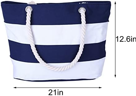 Q30ILW Tropical Summer listrado bolsa de praia para mulheres bolsas de ombro reutilizáveis ​​de mercearia com bolso com zíper