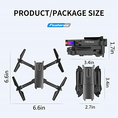 Hiccval Drone da fotografia aérea dobrável - Quadcopter de controle remoto Mini com câmera 4K HD FPV - Brinquedos de drones de controle remoto com altitude de retenção, modo sem cabeça e uma chave Black