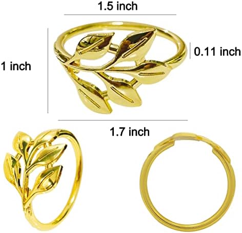 JUMAPRO 20 PACK RINGES NABE -GOLD GOLD, Conjunto de anel de guardanapo de folhas de metal, decorações de mesa do guardanapo de guardana