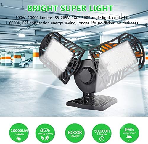 Coaecj Bright LED Garage Light, Garage Lights LED teto, três brilho para garagem, pacote de workshop 2