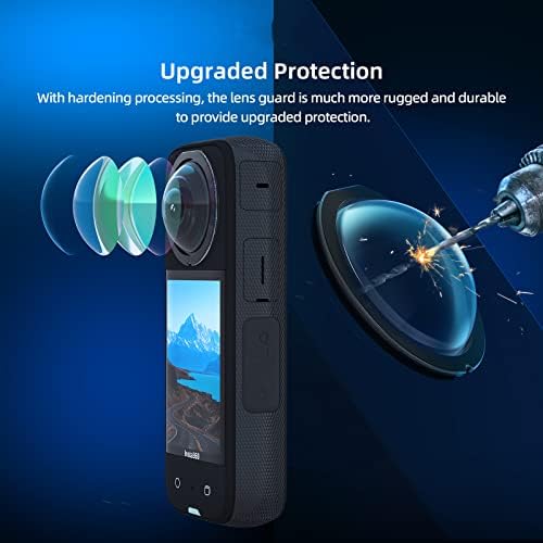 Rszfnjxry silicone protetor capa, protetores de tela e limite de guardas para lentes para insta360 x3, pacote incluem 1pc de case