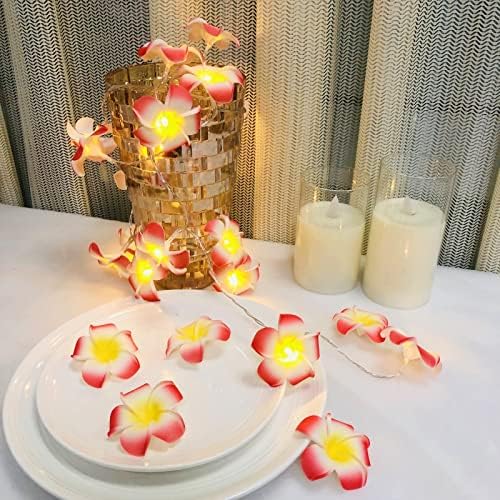 Sezrgiu Hawaiian Plumeria String Light, plugue de flores de espuma Frangipani em Luz de Fada para Festa de Natal Casamento