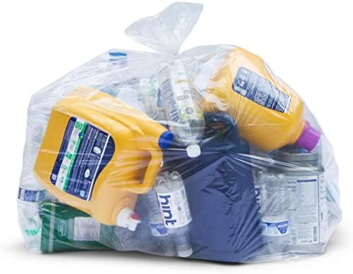 Sacos de lixo transparentes de 32-33 galões, grandes sacos de lixo de reciclagem de plástico transparente, 33 h x 39 W,