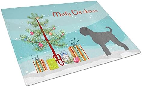 Tesouros de Caroline BB8455LCB Black Russian Terrier Christmas Glass Rutting Board Grande e Decorativo Corte de Vidro e