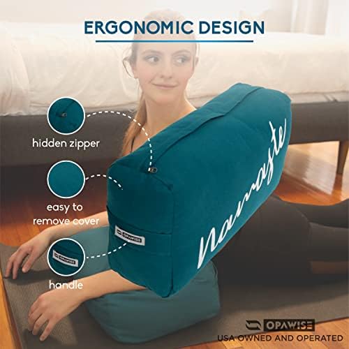 Bolster de ioga para ioga restaurativa - travesseiro de meditação retangular com tampa lavável para pernas, joelhos,