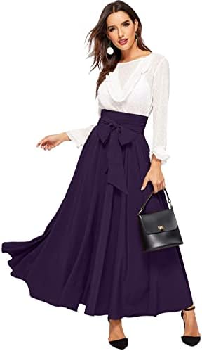 Saias maxi maxi flowy midi para mulheres de verão casual boho saia longa cor sólida cor de cintura alta saia A-line