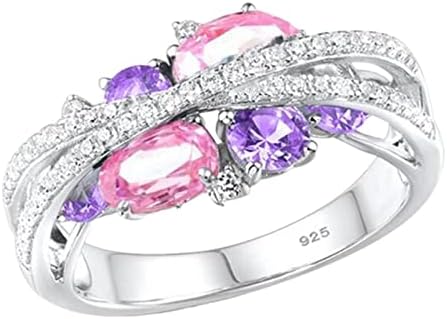 2023 New Women Women Pink Ring Retro Criativo Novo X em forma de X Anel de zircão azul marinho para presentes Ajusta anéis de