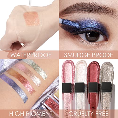 Focalle 2pcs Glitter Litter Shishadow, sombra metálica do olho, maquiagem de olho à prova d'água duradoura, marcador de sombra de