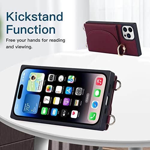 Jaorty Crossbody Telefone Casos para iPhone 14 Pro com porta -cartão para mulheres, carteira do iPhone 14 Pro Case