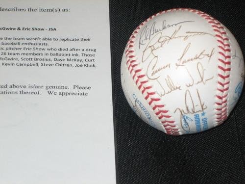 1991 A equipe de A assinou autografado oal beisebol Larussa, McGwire, Show + JSA - Bolalls autografados