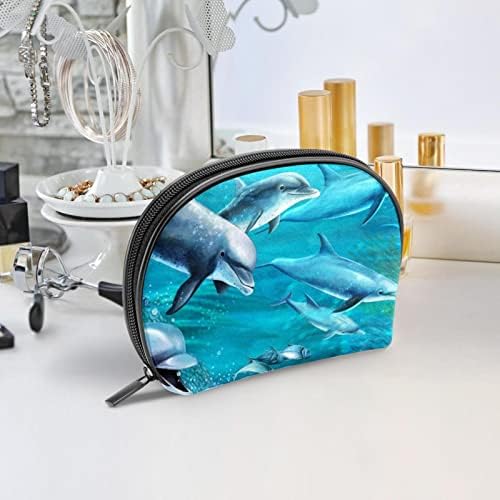 Tbouobt Cosmetic Bag for Women, Bolsas de maquiagem Bolsa de higieness Solyey Gift, Animal Ocean Dolphin
