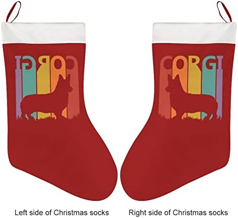 Engraores de meias de Natal curtas Corgi de Natal para pendurar ornamentos pendurados para decoração de lareira
